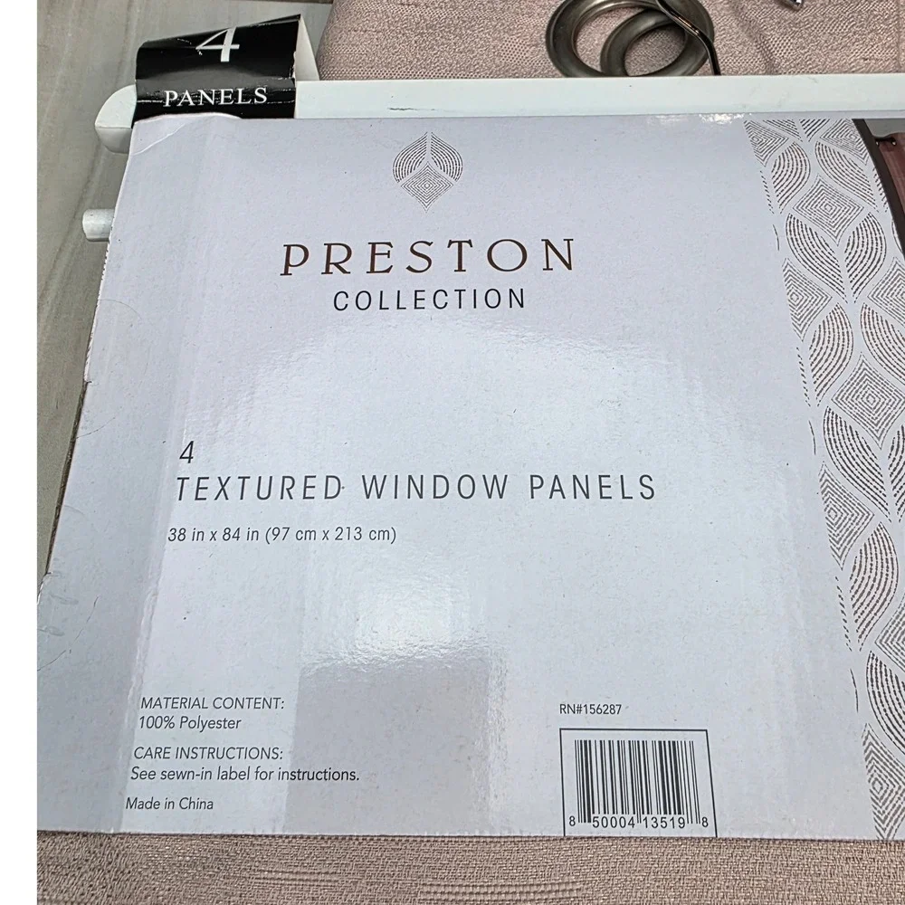 Preston Collection 4 Pack Textured‎ Grommet Window Curtain Panels 38x84 Mauve S4